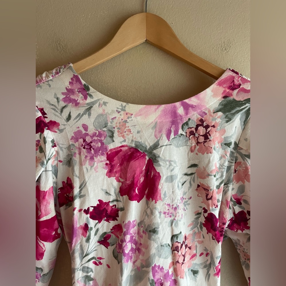 Express Puff Sleeve Floral Tie Back Top Size Small - Picture 8 of 15